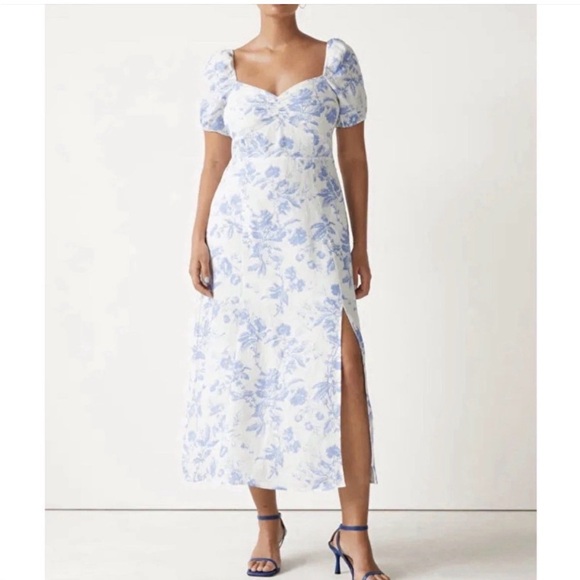 & Other Stories Dresses & Skirts - & Other Stories Blue and White Floral Midi Dress